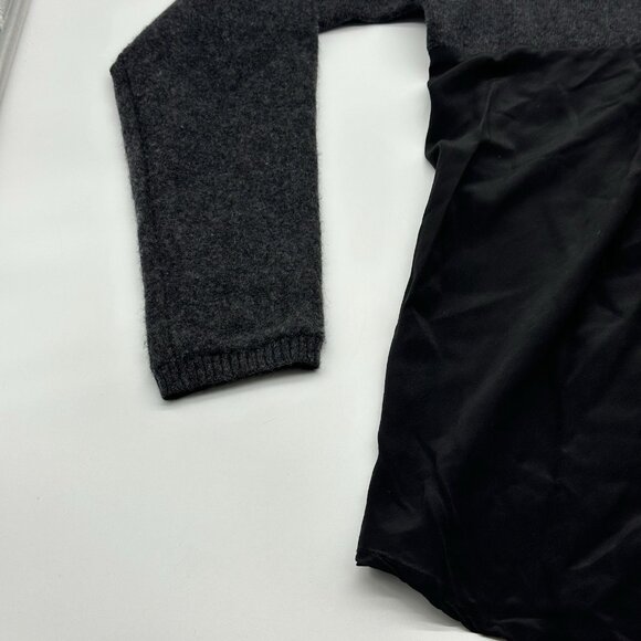 Quinn Women's Size Medium Gray & Black Cashmere Silk Crewneck Pullover Sweater - Picture 8 of 9